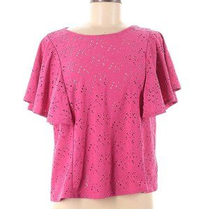 BOGO FREE, NWT Nanette Lepore Hot Bright Pink Eyelet top, Small